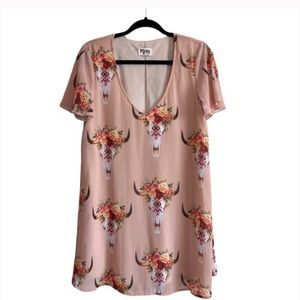 Show Me Your MuMu Blush Floral Bull Skull Mini Dress